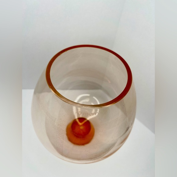 La Murrina Pink & Gold Flecks Glass Vase Brandy Snifter Murano Factory Italy 10” - Picture 4 of 11